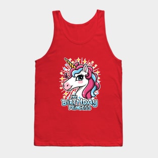 The Birthday Princess with vibrant kawaii Unicorn Tank Top